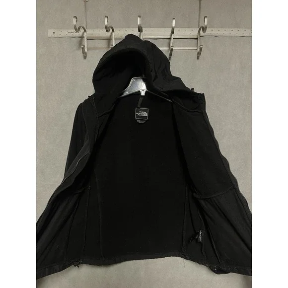 North Face Jacket Women L Black Hooded Denali Fleece Polartec Full Zip Pockets - Picture 10 of 10